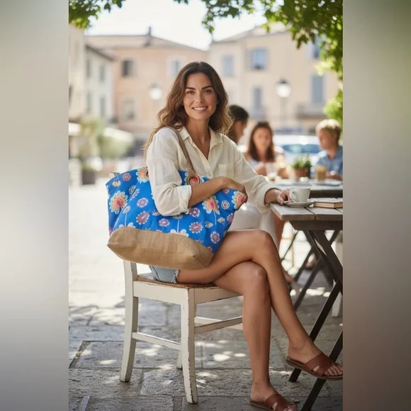 Peter Millar Large Floral Travel or Beach  Tote Bag - Picture 15 of 16